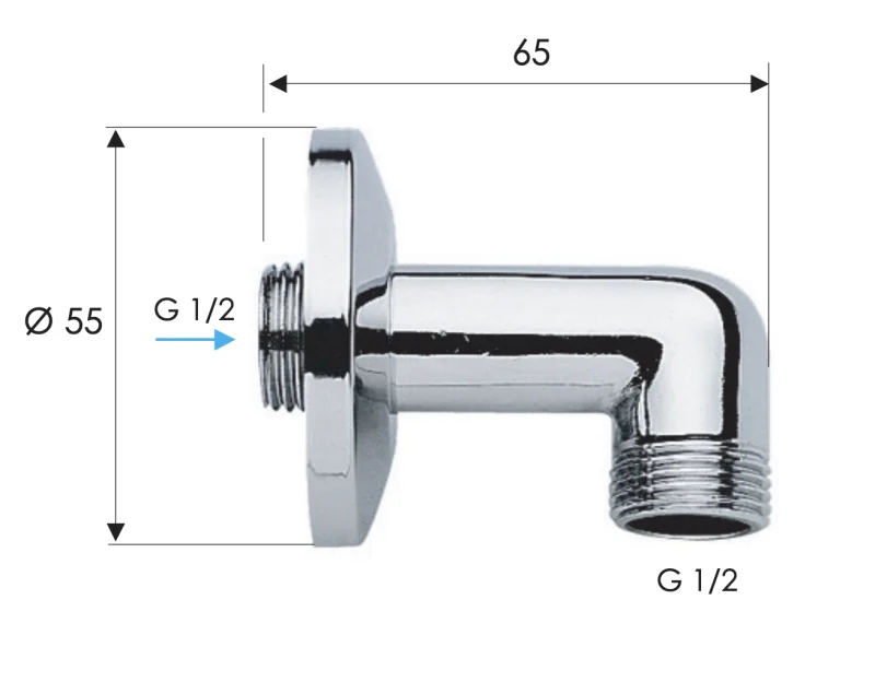 Шланговое подключение для душа Remer 309, хром