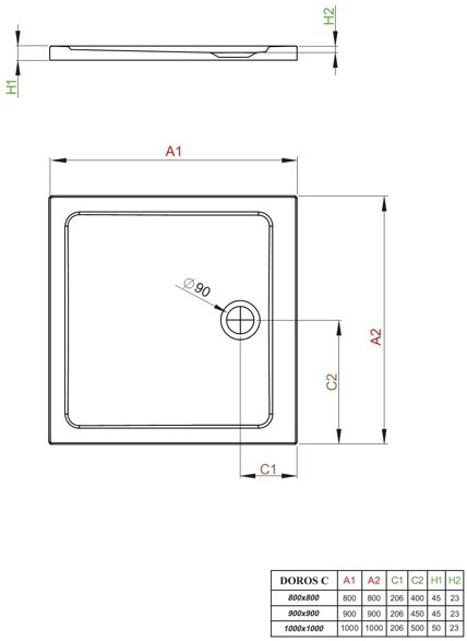 Душевой поддон Radaway Doros C1000 100x100x5