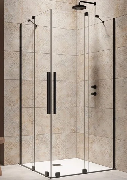 Душевая дверь Radaway Furo KDD Black, 90 x 200 см, с неподвижной частью, стекло прозрачное, профиль черный, правая, 10105090-54-01R