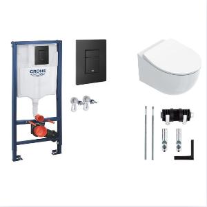 Инсталляция для унитаза Grohe Rapid SL 3 в 1 38811KF0 с подвесным унитазом Catalano Italy 0711520001, сиденьем и крышкой 0751100001 soft close и креплениями
