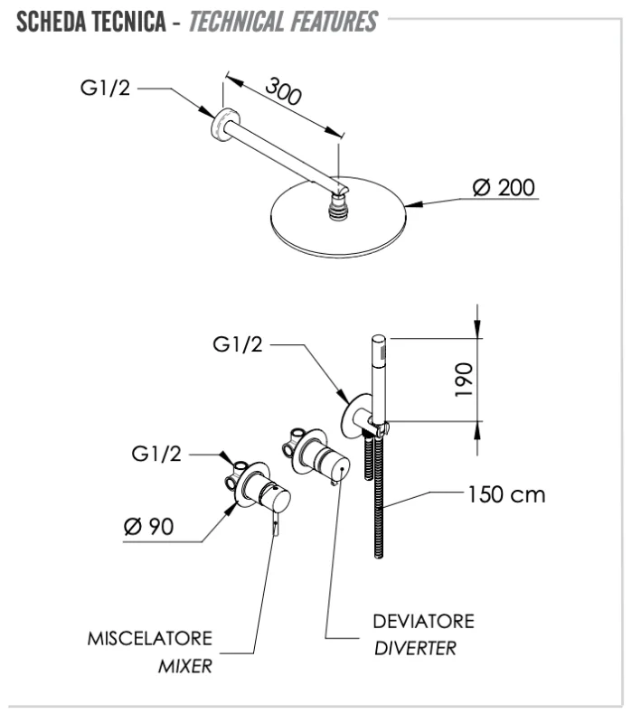 Душевая система Remer X Style X96S02O, хром