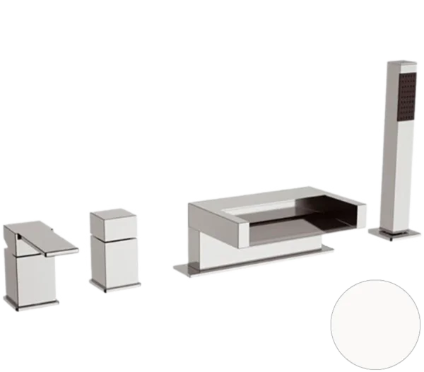 Смеситель для ванны Remer Qubika Cascata QC06BO, белый матовый