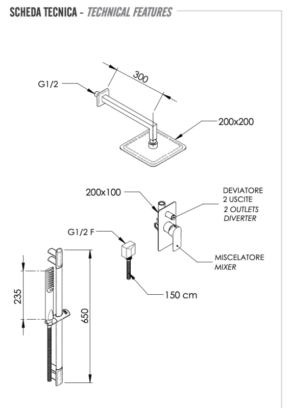 Душевая система Remer Infinity I09S01UFD20, хром