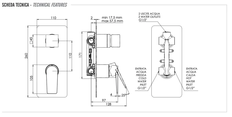 Смеситель для душа Remer Dream D92, хром