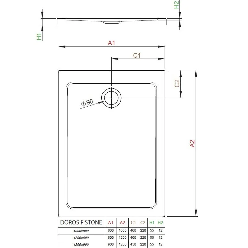 Поддон для душа Radaway Doros SDRF1080-01-04S F, 100 x 80 см, прямоугольный