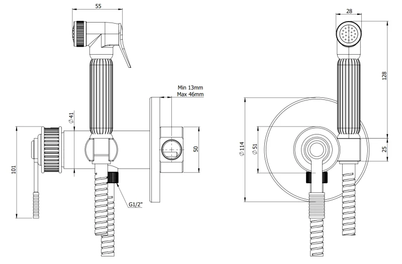 Гигиенический душ со смесителем Remer Atelier AL65ZBO, белый матовый