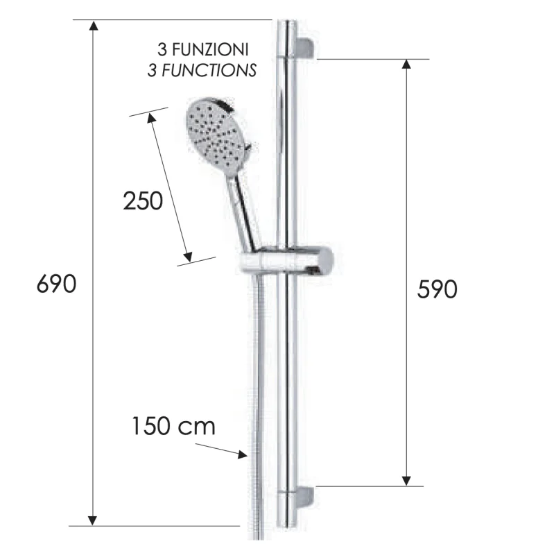 Душевая стойка с ручным душем и шлангом Remer 315R318MP, хром