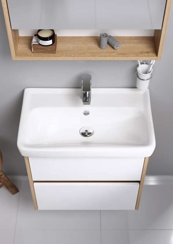 Тумба с умывальником в комплекте подвесной Aqwella Сити 50 дуб канадский