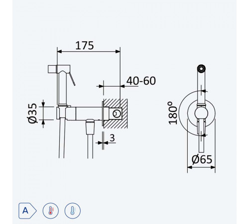 Смеситель для биде / унитаза, угол открытия 90 °. С нержавеющей стали Bruma X-Alpha 186 110 4IS Satin stainless steel