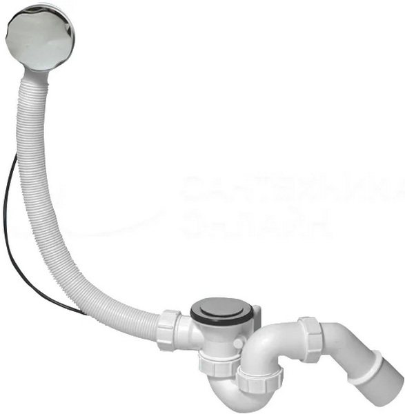 Сифон для ванны (слив-перелив) McAlpine MRB2C-PB, полуавтомат (575мм), хром