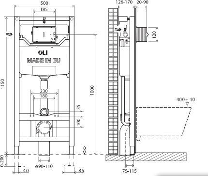 Инсталляция для унитаза OLI120 099949 + клавиша смыва Narrow белая 152939