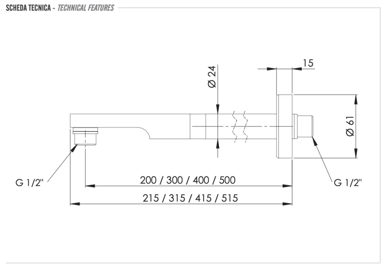 Кронштейн для верхнего душа 20 см Remer 348N20, хром