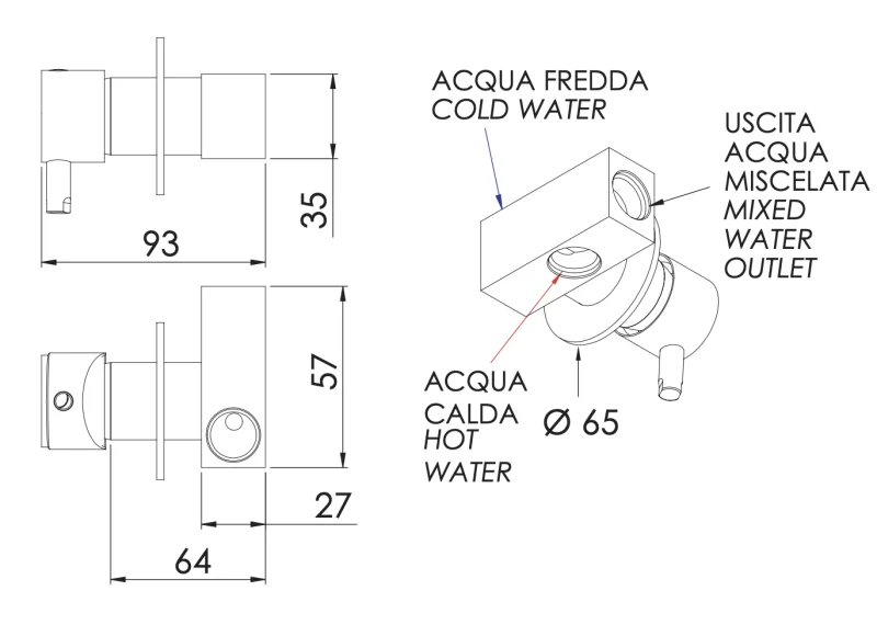 Смеситель для гигиенического душа Remer Minimal N63, хром