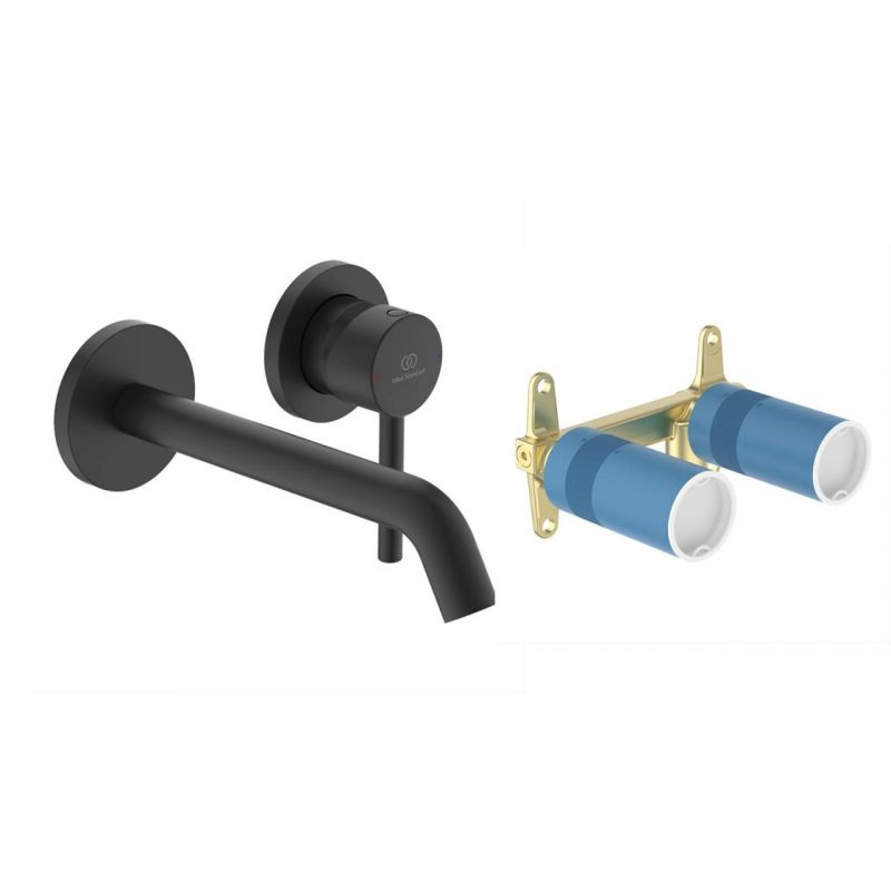 Смеситель для раковины Ideal Standard CERALINE (черный матовый) с внутренней частью в комплекте