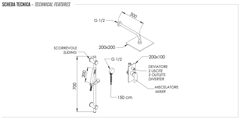 Душевая система Remer Infinity I09S07O, хром