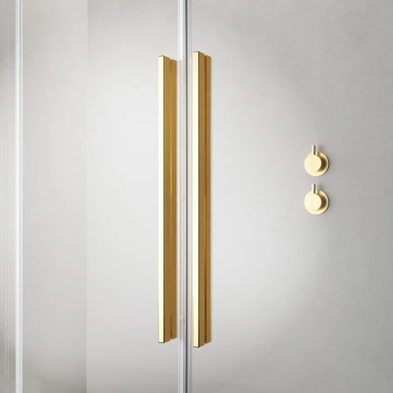 Душевая дверь Radaway Furo KDD Gold, 100 x 200 см, с неподвижной частью, стекло прозрачное, профиль золото, правая, 10105100-09-01R