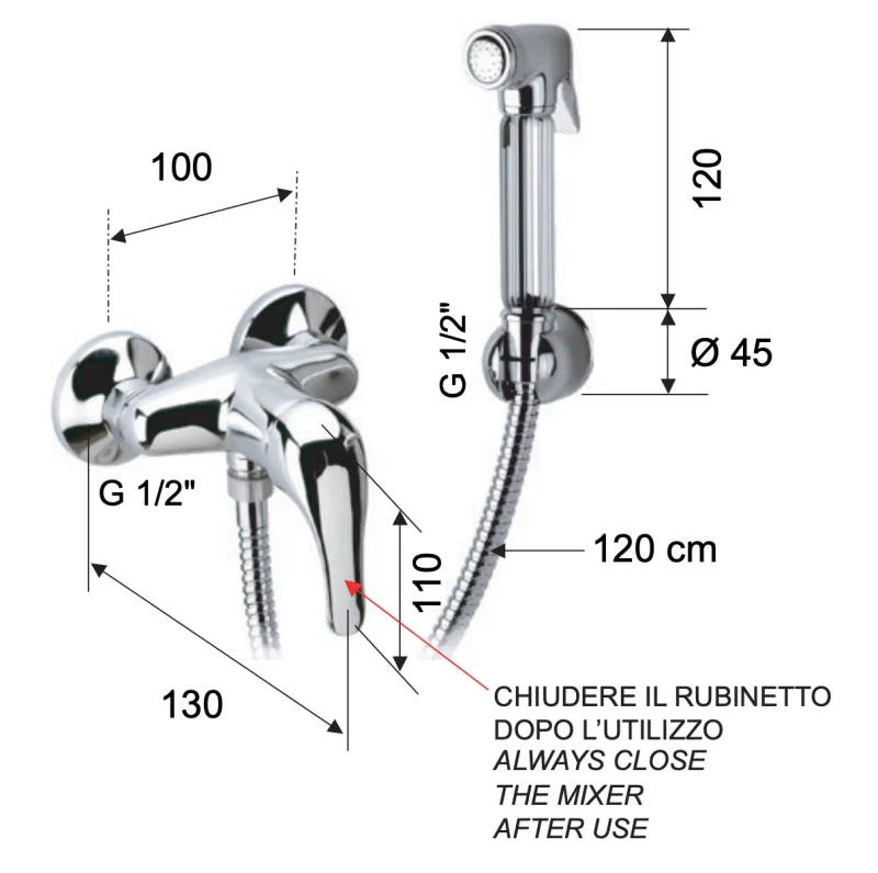 Гигиенический душ со смесителем Remer C332REZ, хром