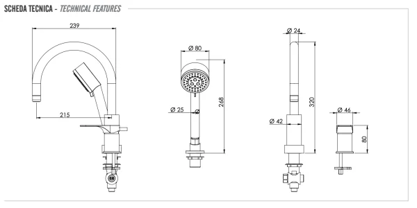 Смеситель для ванны Remer Class Line L07, хром