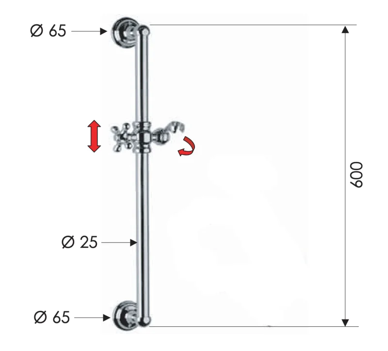 Душевая стойка 60 см Remer 317L, хром