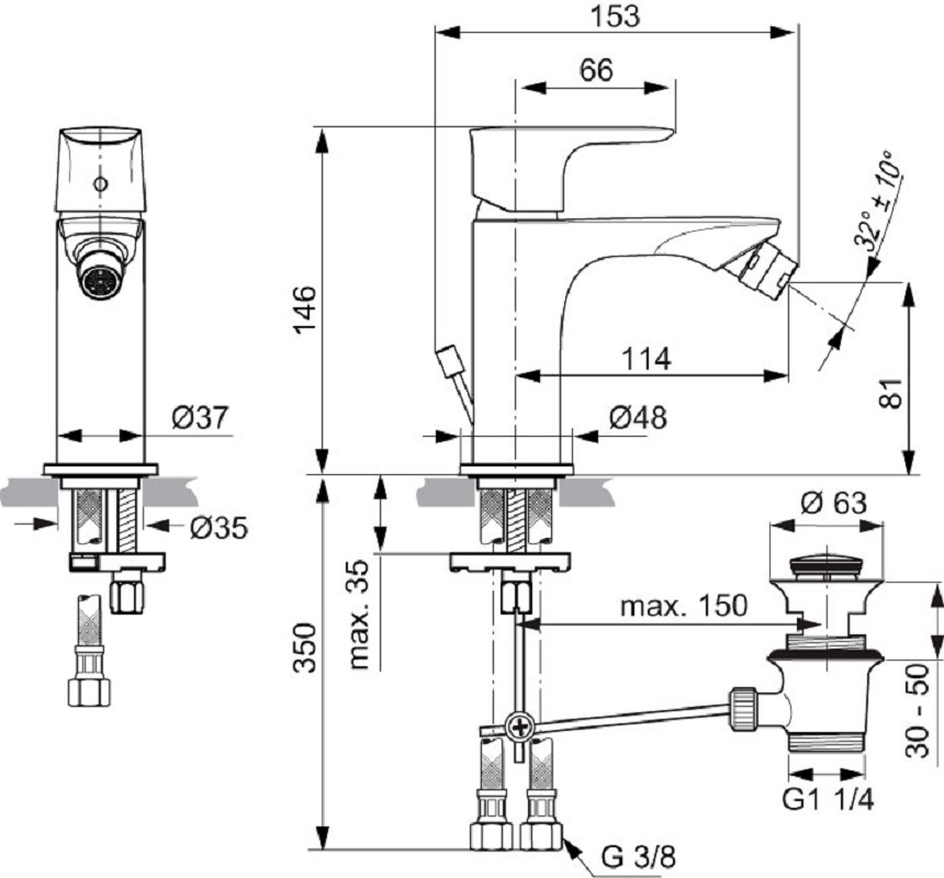 Смеситель Ideal Standard Connect Air A7030AA для биде