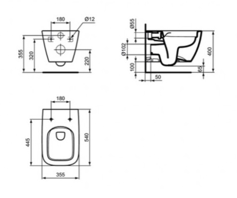 Подвесной унитаз Ideal Standard I.Life B с технологией RimLS+ T461401