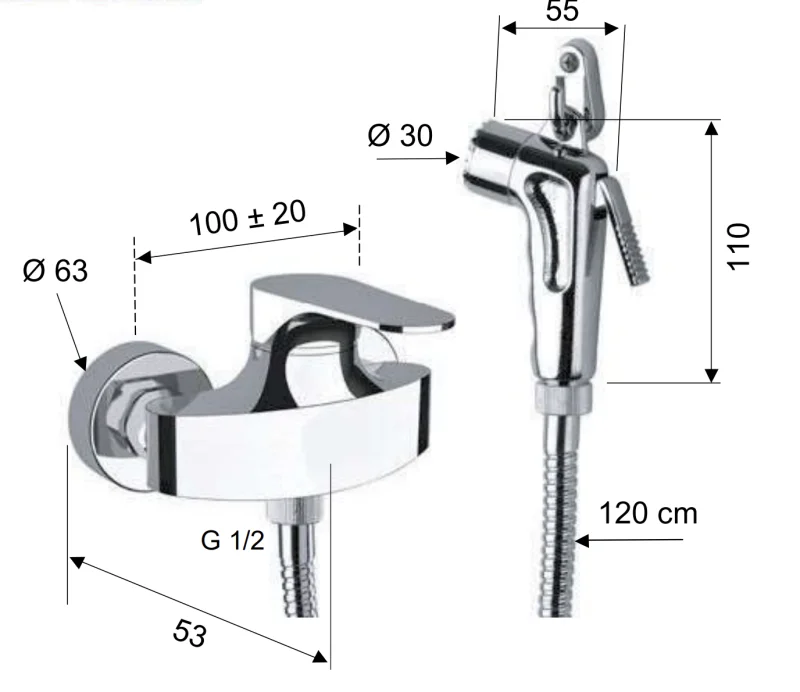 Гигиенический душ со смесителем Remer Class Line LC31DP, хром