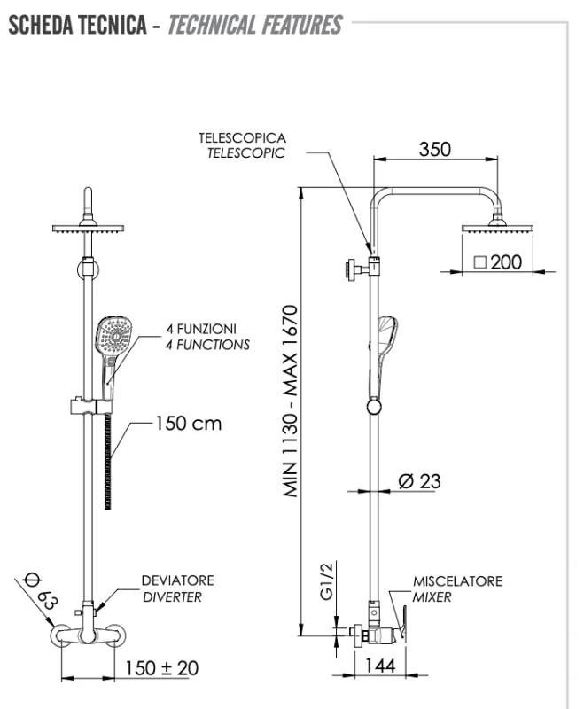 Душевая система Remer Energy EY37ASD20, хром