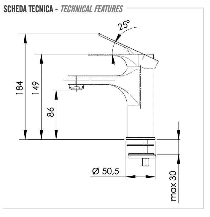 Смеситель для раковины Remer Class Line L12. хром