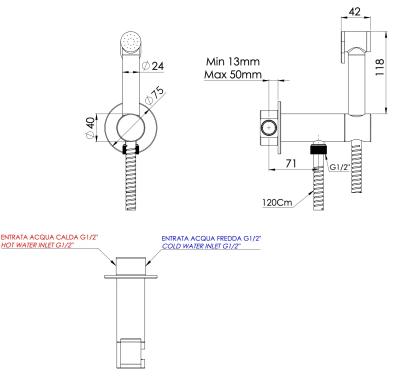 Гигиенический душ со смесителем Remer X Style X61PWBO, белый матовый