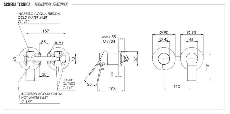 Смеситель для душа Remer Slash SL93ZP, хром