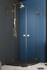 Душевая дверь Radaway Essenza Pro Gold PDD 80L, 80 х 200 см, с неподвижной частью, стекло прозрачное, профиль золото, левая, 10095080-09-01L