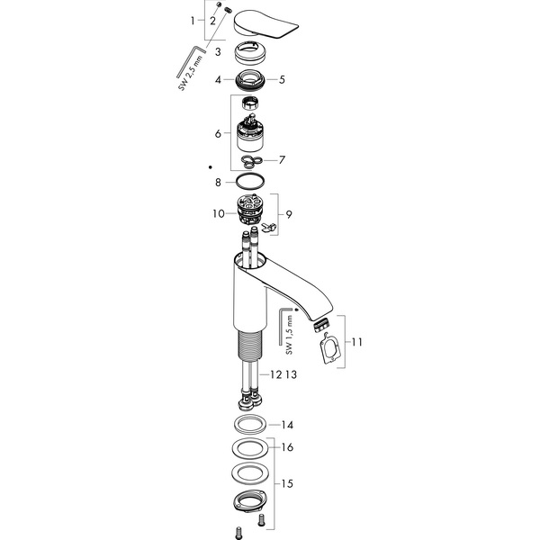 Смеситель для раковины Hansgrohe Vivenis 250, без донного клапана, хром, 75042000