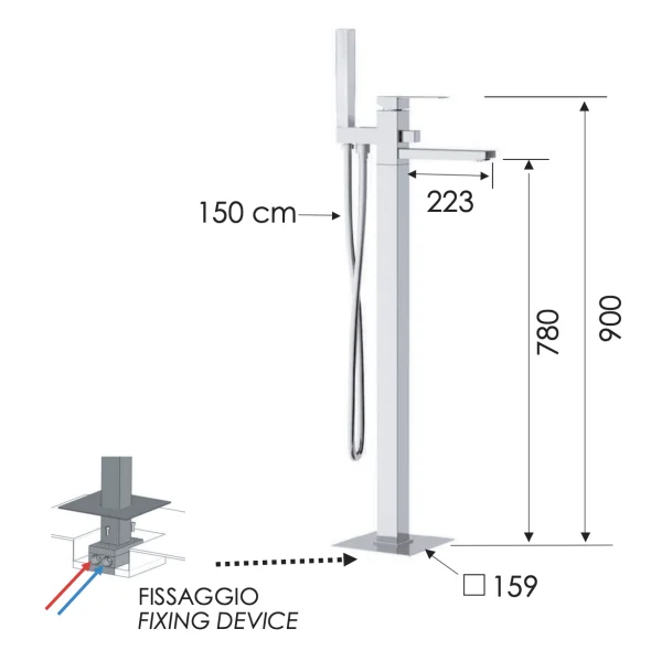 Смеситель для ванны Remer Qubika Q08, хром