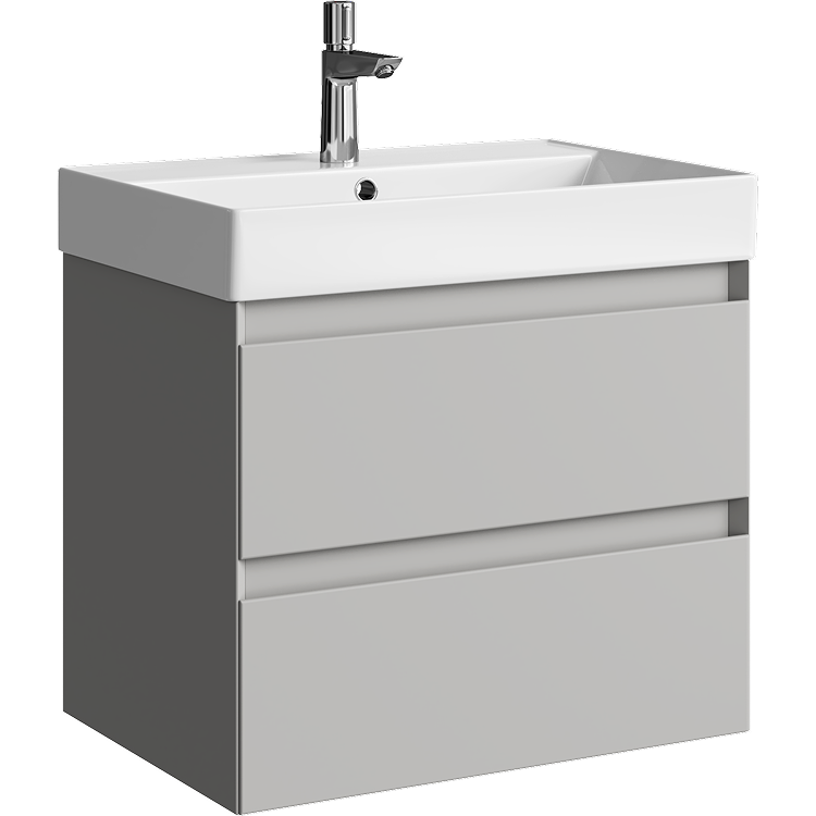 AQWELLA Geometria подвесная тумба с умывальником в комплекте 65,5 см, цвет светло-серый матовый