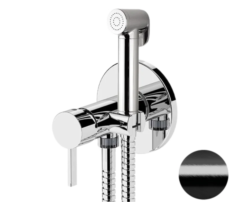 Гигиенический душ со смесителем Remer Metrica MC65WCFP, черный брашированный хром