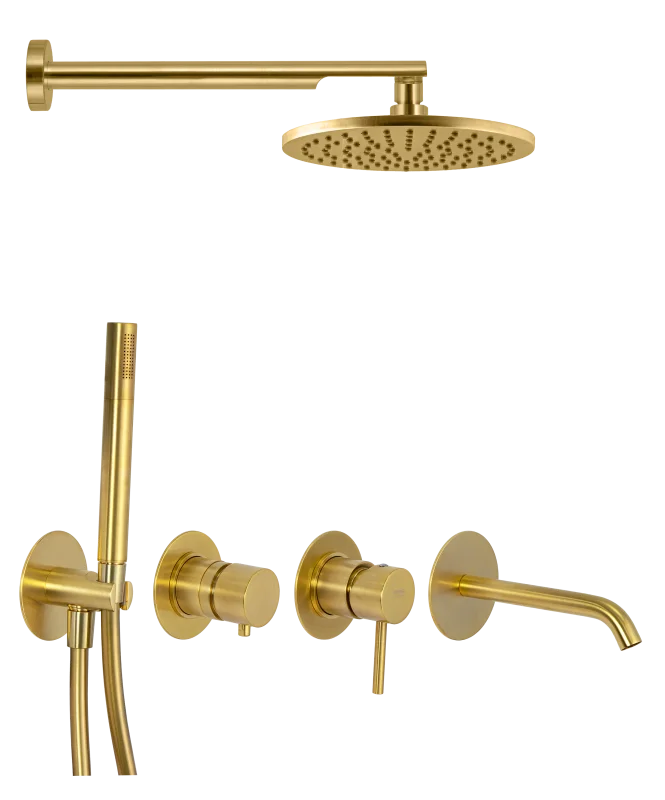Душевая система Remer X Style X96D3SETBG, золото брашированное