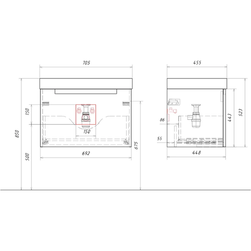 AQWELLA Vancouver подвесная тумба под умывальник 70,5 см, цвет белый матовый