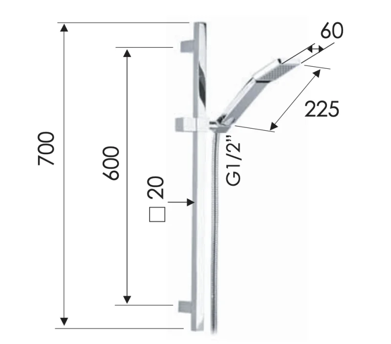 Душевая стойка с ручным душем и шлангом Remer 317S317SQ, хром
