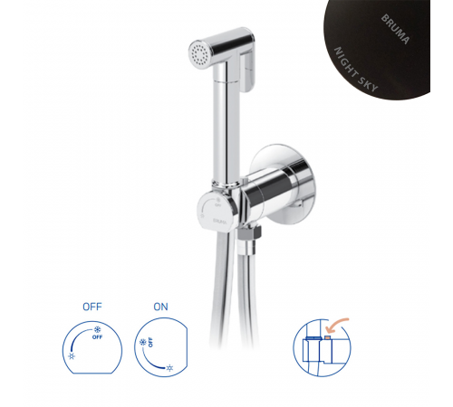 Встроенный смеситель для биде / унитаза, угол открытия 180 °. Ручной душ из латуни - Bruma EloR 145 110 3NS Night Sky