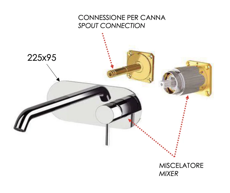 Смеситель для раковины Remer X Style X15KBRP, медь брашированная
