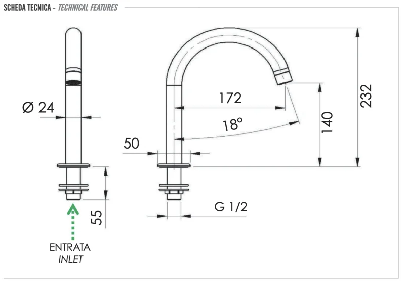 Излив в борт ванны Remer 67N, хром