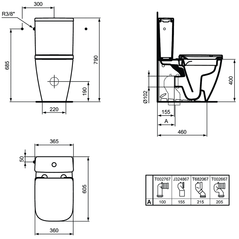 Безободковый напольный пристенный унитаз Ideal Standard i.life S