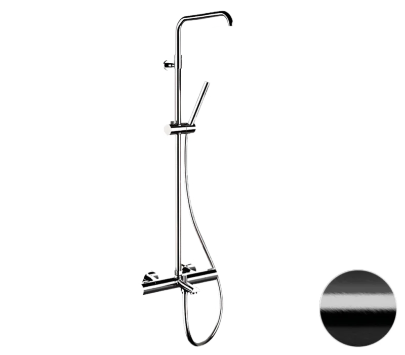 Душевая система термостатическая с изливом Remer Elegance EQ34A7MMSSOFCFP, черный брашированный хром
