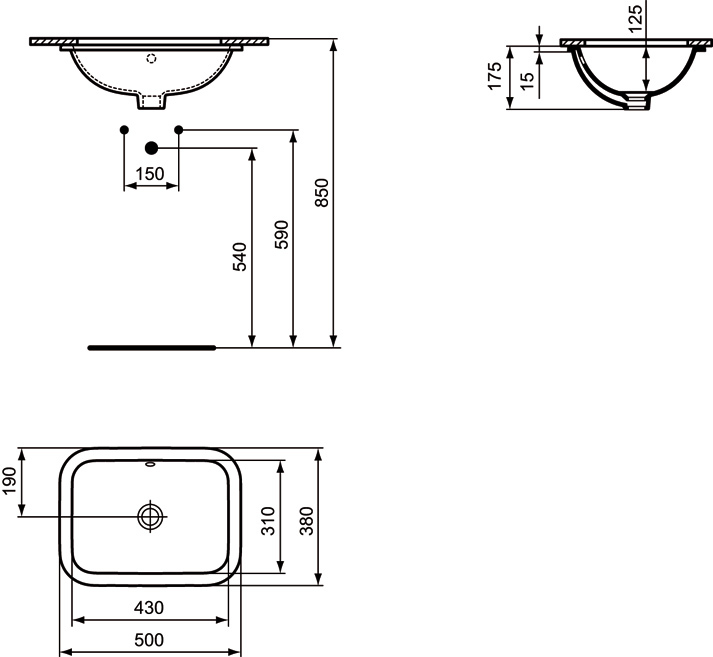 Встраиваемый умывальник Ideal Standard CONNECT 50х38 E505801