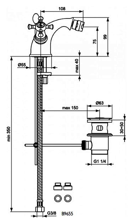 Смеситель Ideal Standard Reflections B9655AA для биде