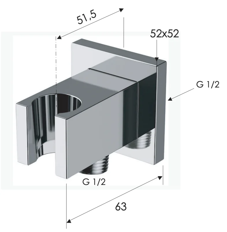 Держатель ручного душа с подключением шланга Remer 337Q, хром
