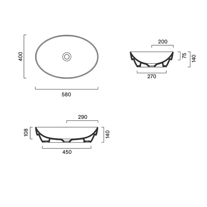 Раковина Catalano Sfera 58х40, арт.0524580001, белый глянцевый