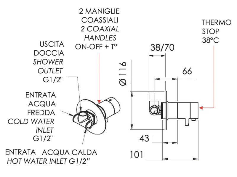 Смеситель термостатический для душа Remer Elegance NT30VO, состаренная латунь