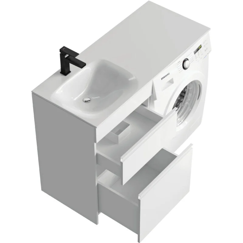 Тумба с умывальником под стиральную машину Aqwella Duet 53 (L) напольная белая