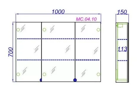 AQWELLA MC подвесной зеркальный шкаф 100 см, цвет белый